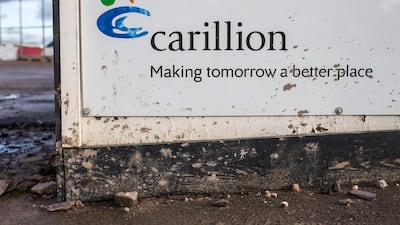 The Carillion logo on hoarding surrounding the Midland Metropolitan Hospital construction site in Smethwick in the UK / Bloomberg