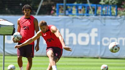 Liverpool midfielder Jordan Henderson during training ahead of the Community Shield on Saturday.