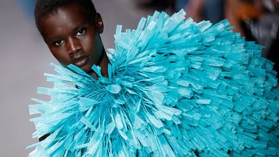 A model wears a creation by Stella McCartney for the Women's ready-to-wear spring-summer 2026 collection as part of Paris Fashion Week. AFP