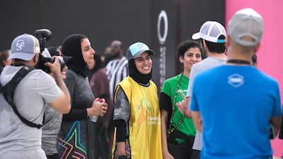 Sheikh Hamdan chats with the Faz3 women's team at Kite Beach.
