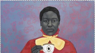 Grand Dame Queenie (2012) by Amy Sherald, oil painting of an African-American woman. Courtesy Collection of the Smithsonian National Museum of African American History and Culture