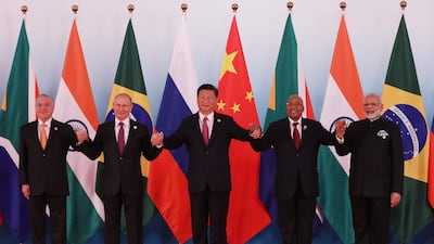 Xi Jingping opened the annual summit of BRICS leaders that already has been upstaged by North Korea's latest nuclear weapons provocation. / AFP PHOTO / POOL / WU HONG