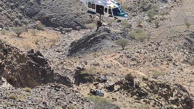 Dubai Police rescued five hikers trapped on a mountain in Hatta. Photo: Dubai Police.