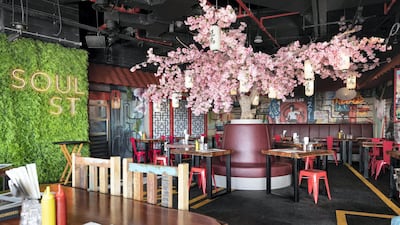 A cherry blossom tree in the Asian seating area. Photo: Antonie Robertson