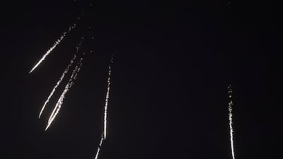 Global Village's attempt to break the Guinness World Record for 'highest altitude fireworks display' was successful on Sunday. Chris Whiteoak / The National