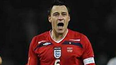 The England captain John Terry celebrates after scoring against Germany in a friendly match at the Olympic Stadium in Berlin on Wednesday.