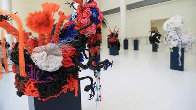 Crochet Coral Reef, by Margaret and Christine Wertheim, on display at the NYU campus in Abu Dhabi. Ravindranath K / The National