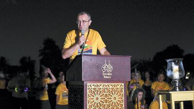 Aidan Cronin, Ireland's ambassador to the United Arab Emirates, spoke at the Darkness into Light walk.
