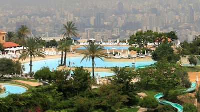 A water park in Mansourieh overlooking Beirut, Lebanon, shrouded in a haze of pollution. Reuters