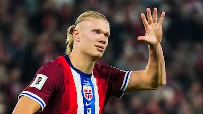 Erling Haland took his Norway goals tally to 48 goals in 45 appearances with five strikes against Moldova. AFP