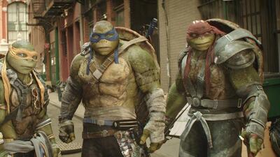 Leonardo and Raphael in a scene from Teenage Mutant Ninja Turtles: Out of the Shadows. Lula Carvalho / Paramount Pictures via AP