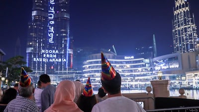 New Years' Eve celebrations before the fireworks at The Burj Khalifa and Downtown Dubai area. Victor Besa / The National