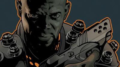 A detail from the cover of Cold Space , a graphic novel by the actor Samuel L Jackson and the artist Eric Calderon.