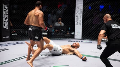 Mostafa Nada, left, in action against Abdel Rahmane Driai.
