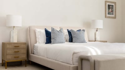 The master bedroom is an extension of Lohan's coastal calm design brief