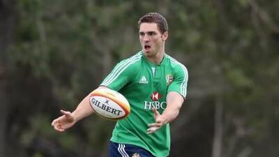 George North passes the ball during a training session of the British & Irish Lions at the Noosa Dolphins Rugby Club. David Rogers / Getty Images