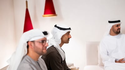 Sheikh Hamdan bin Mohamed, Deputy Chairman of the Presidential Court for Special Affairs, second left