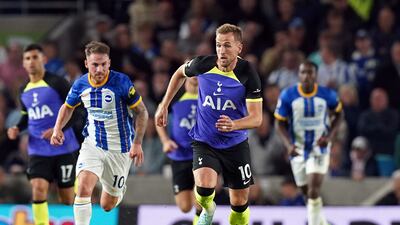 Harry Kane in action during the Premier League match at the Amex Stadium. PA