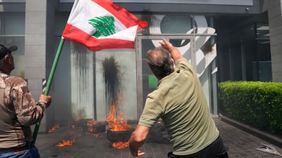 Protesters demand the release of their savings in Beirut. Hyperinflation continued for the 35th consecutive month in Lebanon. AP