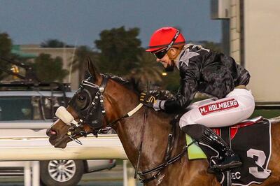 AF Taghzel, ridden by Marin Holmberg, won the 6F Ghayl Fort Handicap at Abu Dhabi Equestrian Club.