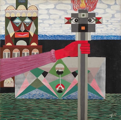Aref El Rayess’ 1972 painting, Untitled, is going up for sale for the first time. Photo: Sotheby's
