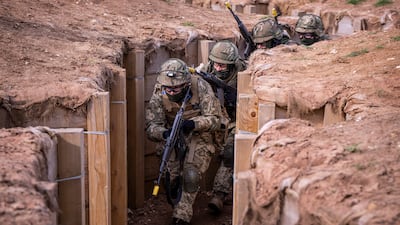 Ukrainian recruits are trained by members of the Danish military, in the east of England. AP