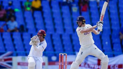 England's Zak Crawley plays a shot against West Indies. AP Photo