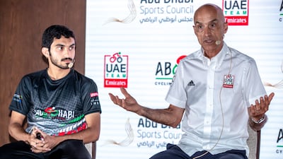 Mauro Gianetti with cyclist Abdullah Al Hammadi. Victor Besa / The National
