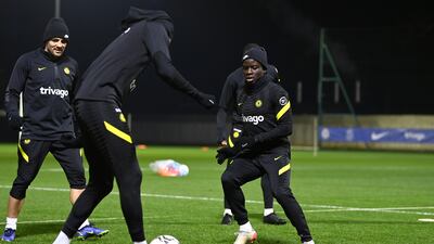 Mateo Kovai and N'Golo Kanté at Chelsea Training Ground in Cobham.