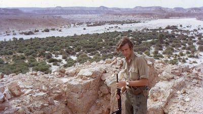 Ranulph Fiennes searching for the lost city of Ubar, called the Atlantis of the Sands by Lawrence of Arabia, in remote southern Oman. Photo: Supplied