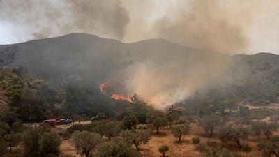 Firefighters were on Wednesday tackling a blaze near Vati on Rhodes. AFP