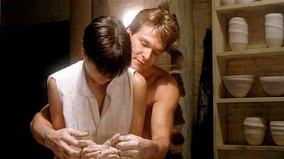 The romantic crime thriller Ghost stars Demi Moore and Patrick Swayze. Moore plays a young woman in jeopardy and Swayze stars as the ghost of her murdered husband trying to save her from danger. Courtesy Paramount Pictures