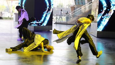 Over the six months of Expo, there will be 1,800 performances at the pavilion, with 10 taking place daily. The madang, a Korean-style courtyard, will also feature breakdancing and traditional performances. Pawan Singh / The National