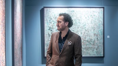 Naseer Shamma at the opening of his exhibition Half Life at the Etihad Modern Art Gallery, Abu Dhabi. All photos: Leslie Pableo for The National