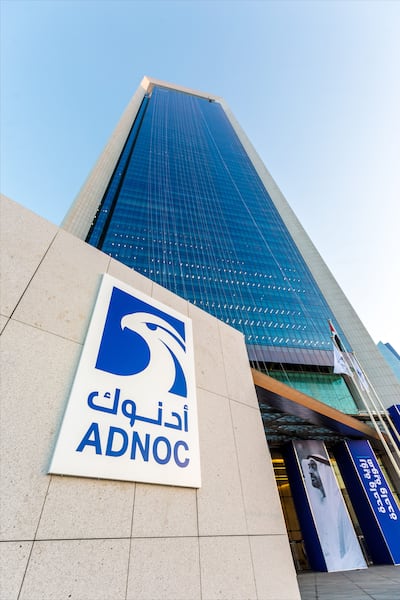Adnoc's offices in Abu Dhabi. The oil company awarded $1.94bn in framework agreements to enable growth of drilling activities. Photo: Adnoc