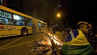 Tens of thousands of Brazilians protest in Sao Paolo. Mass protests have been mushrooming across Brazil since demonstrations called last week by a group angry over the high cost of a woeful public transport system. Sebastiao Moreira / EPA