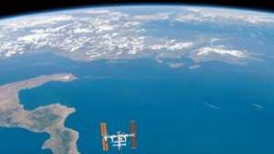 The space shuttle Endurance provided this picture of the International Space Station.