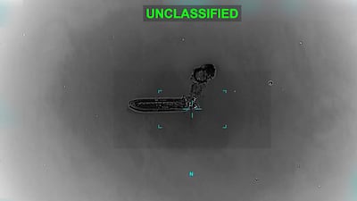 US forces struck the MT Settebello in the Gulf of Oman. Photo: Centcom / X