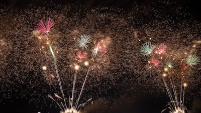 Fireworks are set off at Yas Bay Waterfront in Abu Dhabi, to celebrate Union Day