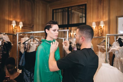 Rami Kadi backstage at one of this haute couture shows. Courtesy Rami Kadi