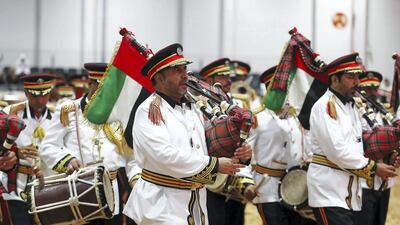 Members of the Abu Dhabi Police band perform during Adihex. Pawan Singh / The National