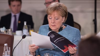 German Chancellor Angela Merkel at the Gender Equality Advisory Council Breakfast. Saul Loeb / AFP