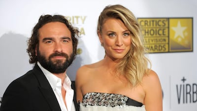 Big Bang Theory stars Johnny Galecki, left, and Kaley Cuoco arrive at the Critics' Choice Television Awards. Chris Pizzello / Invision / AP