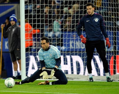 Manchester City lost Claudio Bravo, left to an Achilles tendon injury, leaving the club with no experienced back-up for Ederson, right. AP Photo