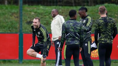 Manchester United's Christian Eriksen at training. Reuters