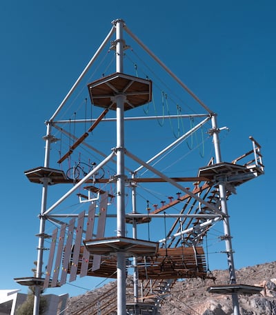 Obstacles part of the Jais Sky Maze include rope swings, wobbly bridges and swimming loops