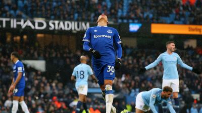 Richarlison of Everton reacts during the match. Getty Images
