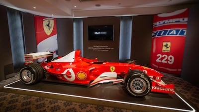 German F1 world champion Michael Schumacher's F2003 GA during Sotheby's auction house preview in Geneva. AFP