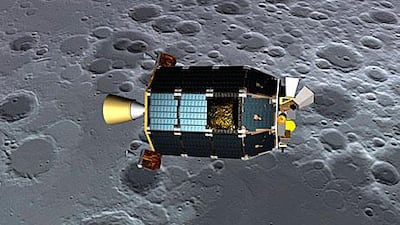 Nasa's Lunar Atmosphere and Dust Environment Explorer (LADEE) spacecraft is pictured orbiting near the surface of the moon in this artist's illustration. Dana Berry / Nasa / Reuters