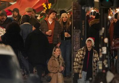 Actors Leslie Grace and Ethan Kai on the set of 'Batgirl' in Glasgow. PA